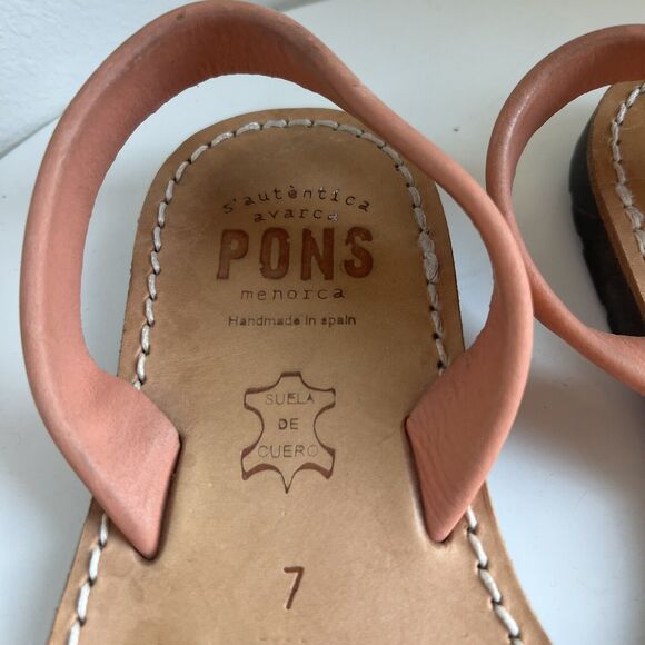 Pons Avarcas Sandals Womens 7 Pink Coral Leather Classic Style Menorca Shoes - Picture 3 of 5